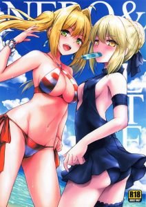 【Fate Grand Order エロマンガ】水着ネロ「ええい！まどろっこしい！さっさとセックスしたらどうだ！」マスターと水着オルタちゃんがまごまごしてるのでネロが発破をかける！