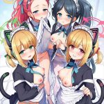 【ブルアカ】ハーレムゲームの脚本づくりの為に先生と輪姦プレイをするメイド服姿のミドリ＆モモイ＆アリス＆ユズ♡横に並べて次々に挿入したり、駅弁で生ハメ膣内射精をしたり・・リアルハーレムゲームww